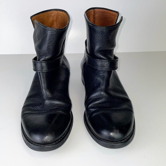 Madewell Biker Boot Moto Brass Strap Ankle Bootie Black Leather Womens 7.5 03827 - Picture 4 of 14